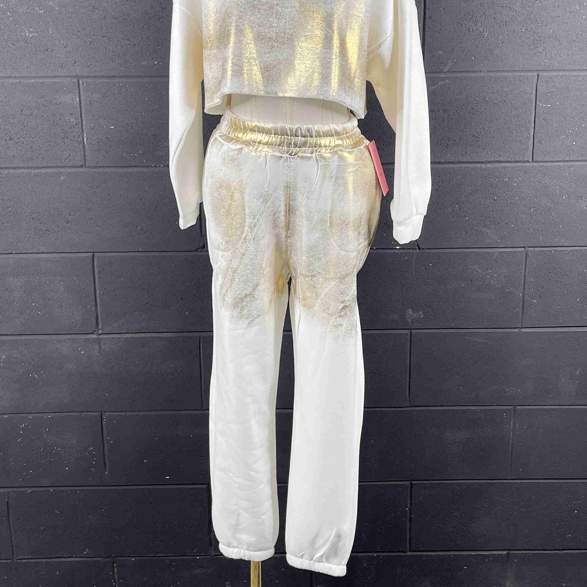 Pantaloni tuta felpati con effetto lucido